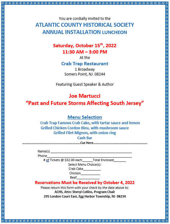 Annual Luncheon October 15, 11:30am to 3pm