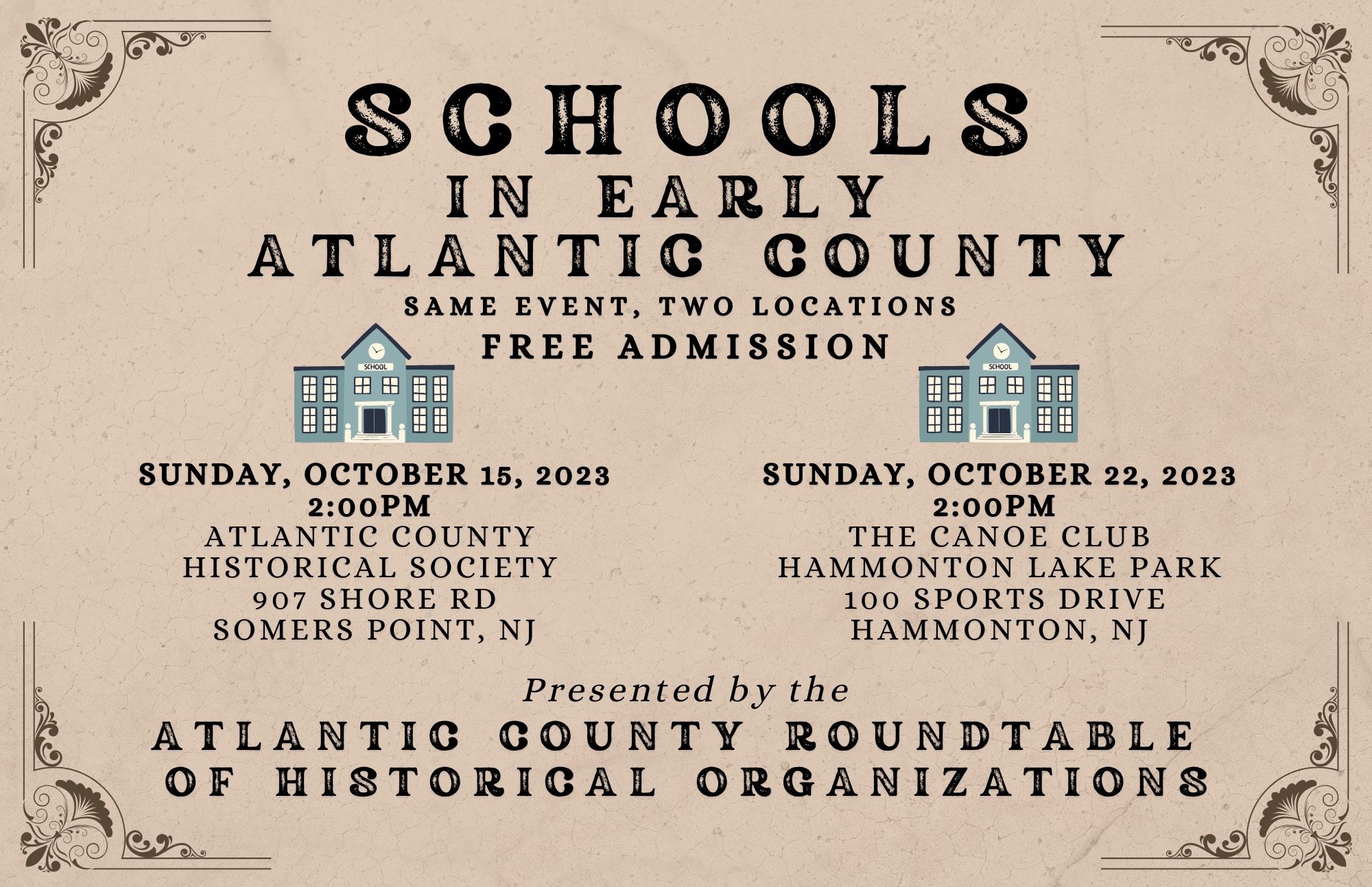 Schools in Atlantic County presentations - October 15 and October 22